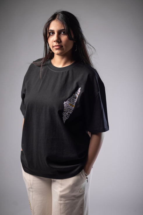 Oversized T-Shirt β Palestine Map City Names