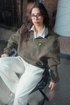 QUARTER ZIP SWEATSHIRT-OLIVE BRANCH